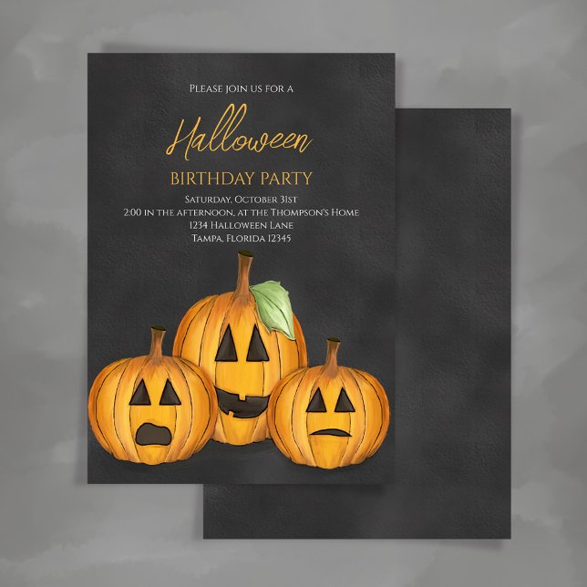 Orange Pumpkins Halloween Birthday Party  Invitation (Creator Uploaded)