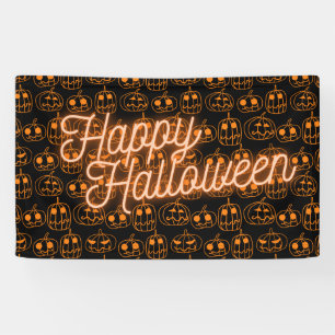 Orange Pumpkins Halloween Pattern Banner