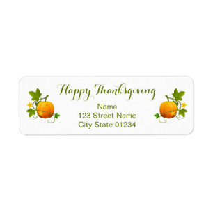 Orange Pumpkins Happy Thanksgiving return address