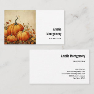 Orange Pumpkins Rustic Autumn Business Card