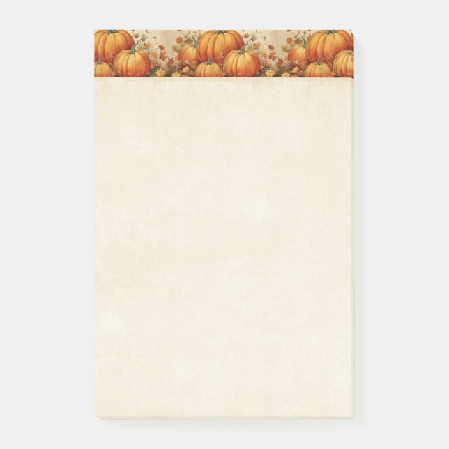 Orange Pumpkins Rustic Autumn Pattern Post-it Notes (Front)