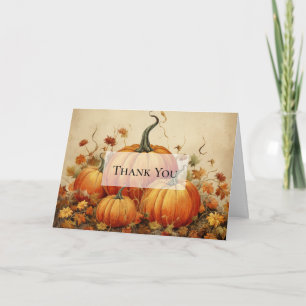 Orange Pumpkins Rustic Autumn Thank You Card
