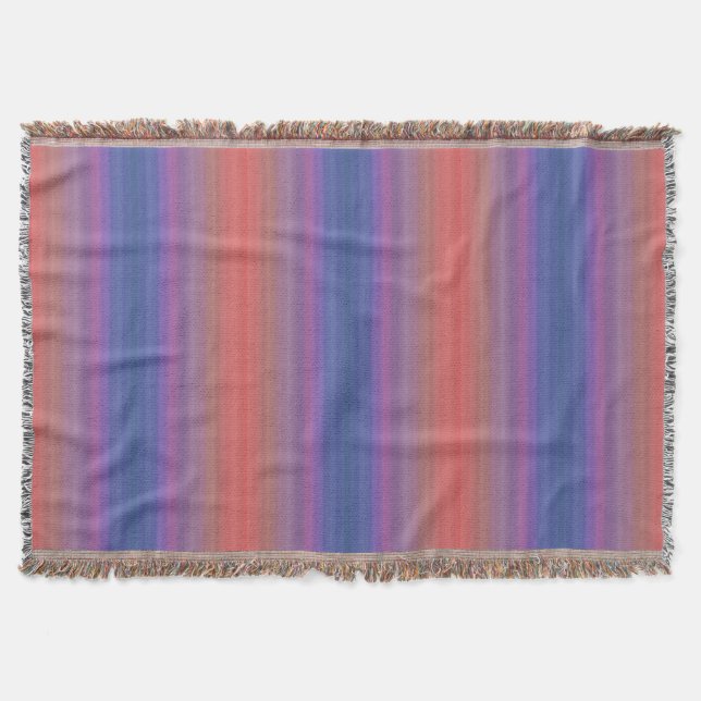 Orange Purple and Blue Horizontal Stripes Design Throw Blanket (Front)