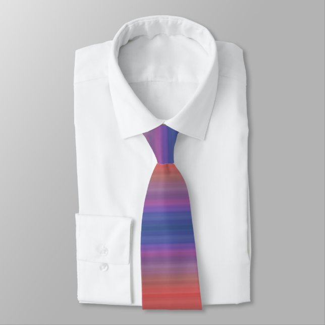 Orange Purple and Blue Horizontal Stripes Design Tie (Tied)
