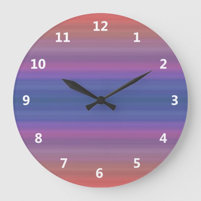 Orange Purple and Blue Stripes Abstract Pattern Large Clock (Front)