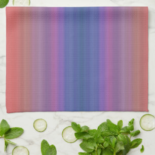 Orange Purple and Blue Stripes Pattern Tea Towel