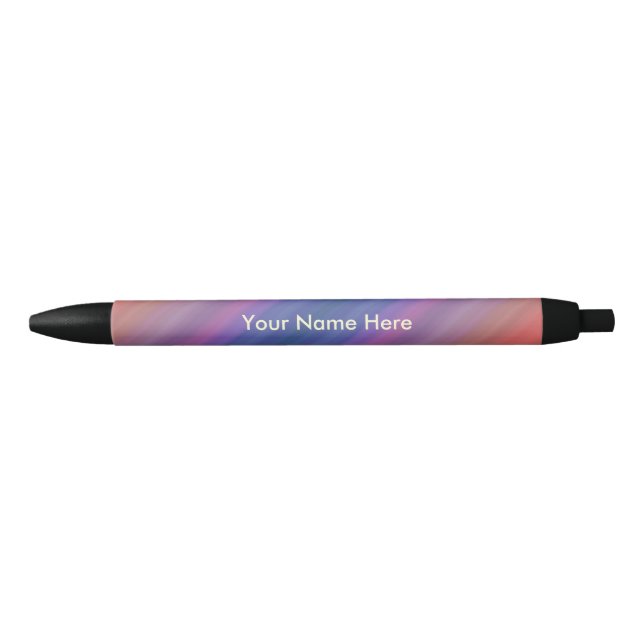 Orange Purple and Blue Stripes Pattern with Name Black Ink Pen (Front)