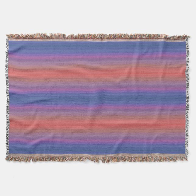 Orange Purple and Blue Vertical Stripes Design  Throw Blanket (Front)