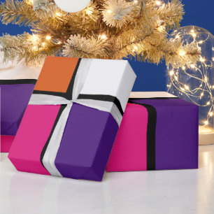 Orange, Purple and Hot Pink Squares  Wrapping Paper