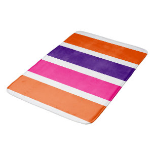 Orange, Purple and Hot Pink Stripes bath mat