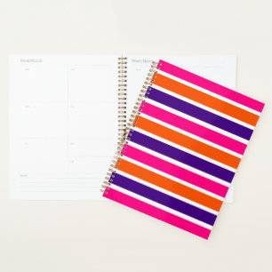 Orange, Purple and Hot Pink Stripes Planner