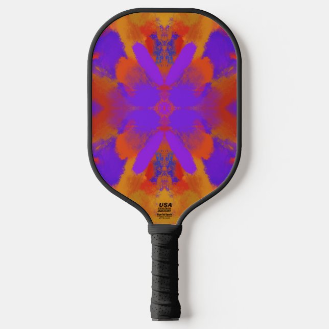 Orange Purple And Red Abstract Graphic Art Design Pickleball Paddle (Front)