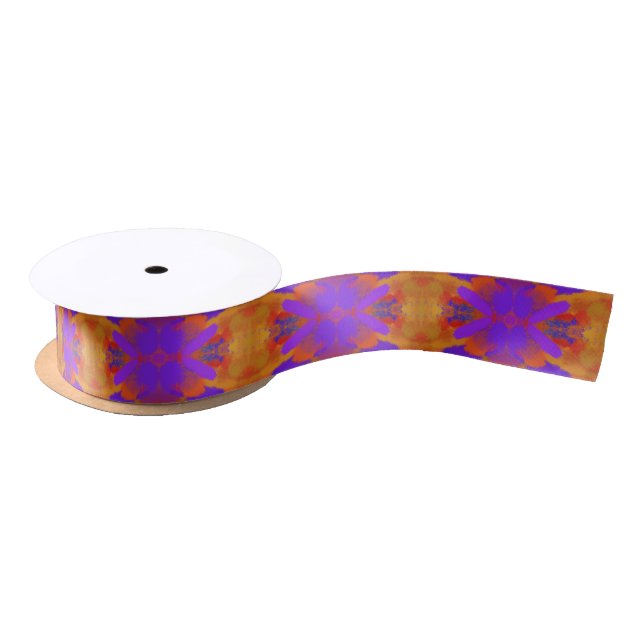 Orange Purple And Red Abstract Graphic Art Design Satin Ribbon (Spool)