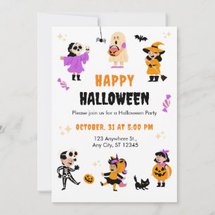 Orange Purple Black Costume Halloween Party Invitation