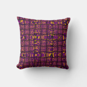 Orange Purple Black Modern Zig Zag Pattern Pillow