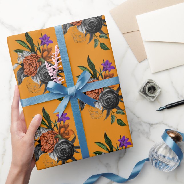 Orange & Purple Bloom  Wrapping Paper (Gifting)