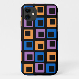 Orange Purple Blue Retro Geometric Modern Square iPhone 11 Case
