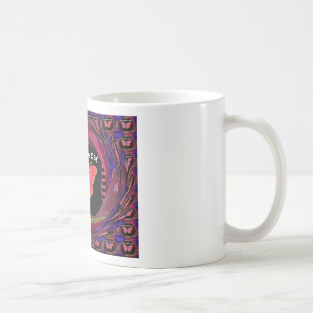 Orange Purple Butterfly Have a Nice Day Art Print Coffee Mug (Right)