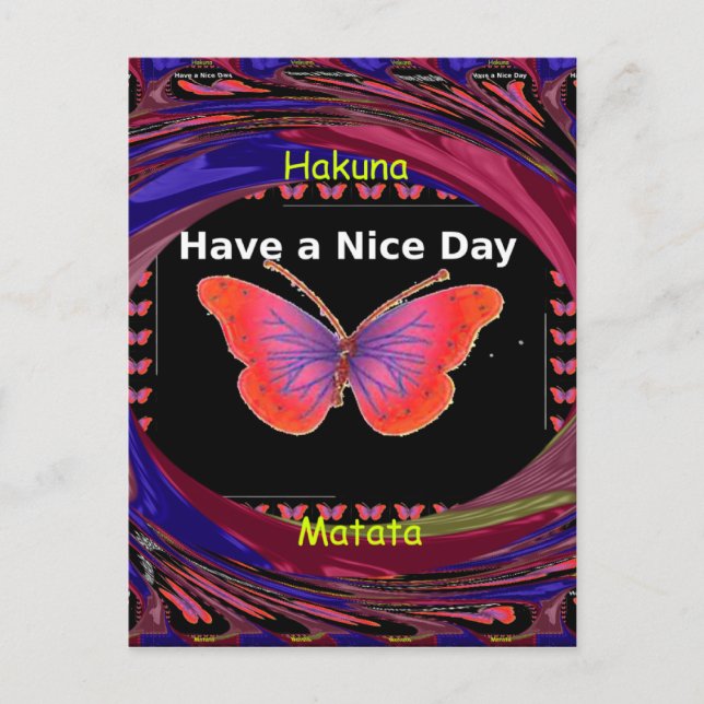 Orange Purple Butterfly Have a Nice Day Art Print Postcard (Front)