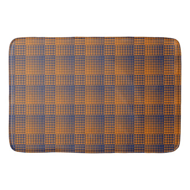 Orange Purple Checker Abstract Pattern Bath Mat (Front)