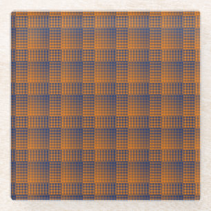 Orange Purple Checker Abstract Pattern Glass Coaster