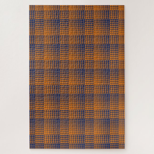 Orange Purple Checker Abstract Pattern Jigsaw Puzzle (Vertical)