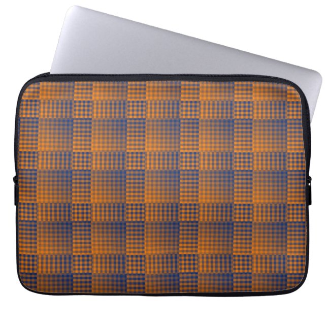 Orange Purple Checker Abstract Pattern Laptop Sleeve (Front)