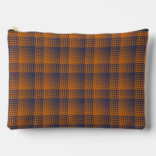 Orange Purple Checker Abstract Pattern Large Accessory Pouch