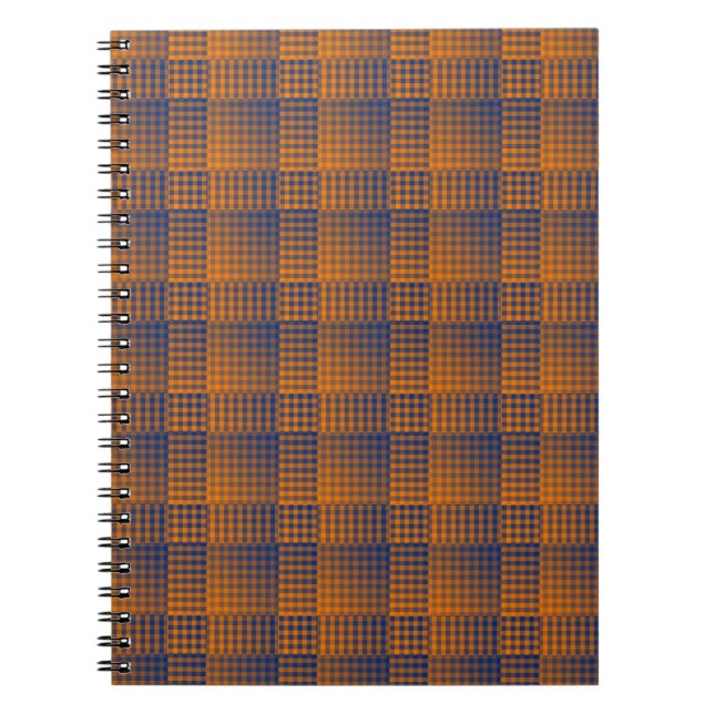 Orange Purple Checker Abstract Pattern Notebook (Front)