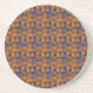 Orange Purple Chequered Abstract Pattern Coaster