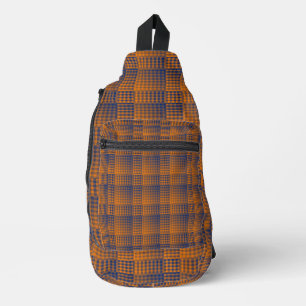 Orange Purple Chequered Abstract Pattern Sling Bag