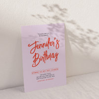 Orange Purple Chic Lettering Script Birthday Party