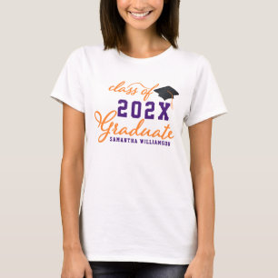 Orange Purple Class of 2025 Graduate Graduation T-Shirt