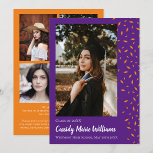 Orange Purple Confetti Graduation Announcement