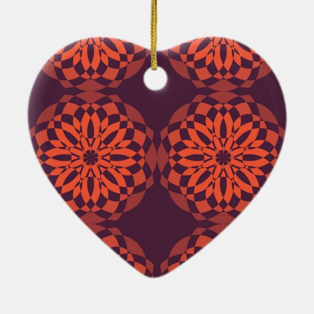 Orange purple cool, unique, trendy flower abstract ceramic tree decoration (Back)