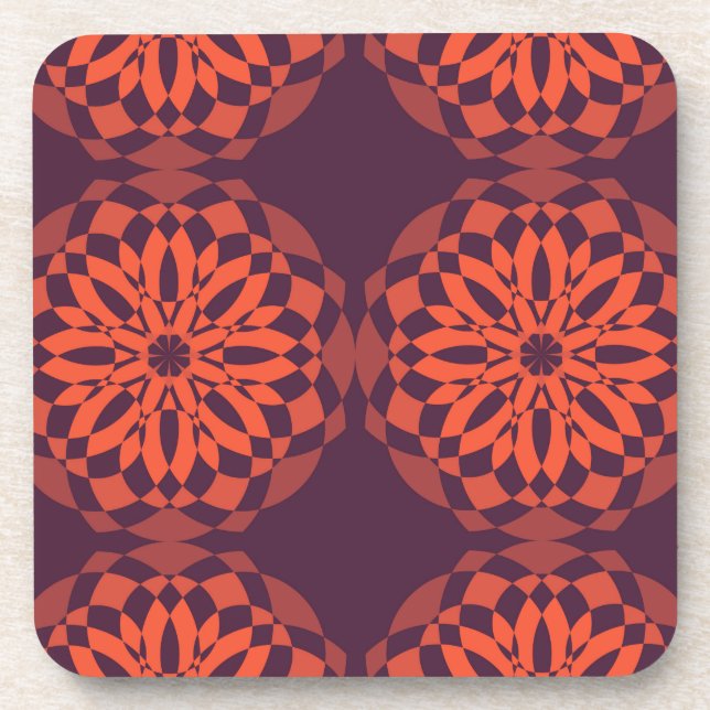 Orange purple cool, unique, trendy flower abstract coaster (Front)