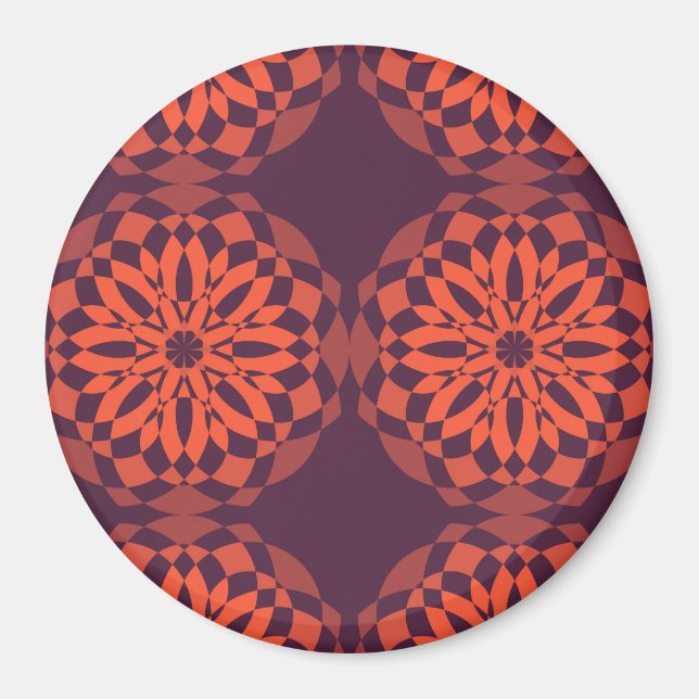 Orange purple cool, unique, trendy flower abstract magnet (Front)
