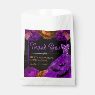 Orange & Purple Floral Dress Halloween Quinceanera Favour Bags