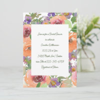 Orange Purple Floral Hand Painted Bridal Shower