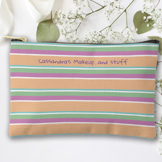 Orange, Purple, Green Stripes Accessory Pouch
