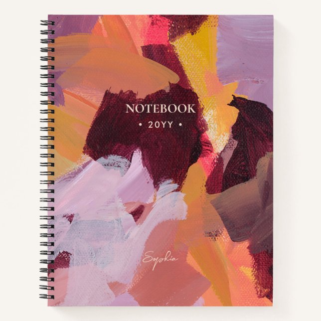Orange & Purple | Modern Abstract Art Personalised Notebook (Front)