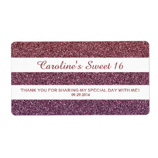 Orange Purple Ombre Glitter Sweet 16 Bottle Thanks