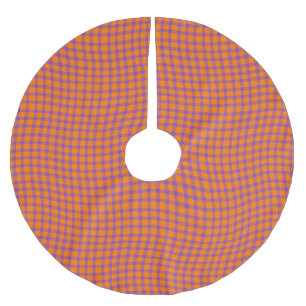 Orange Purple Plaid Chequered Seamless Pattern Brushed Polyester Tree Skirt