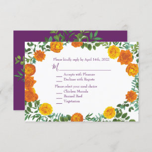 Orange & Purple Plum Peony Rose Invitation Reply