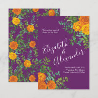 Orange Purple Plum Peony Rose Wedding Save Date