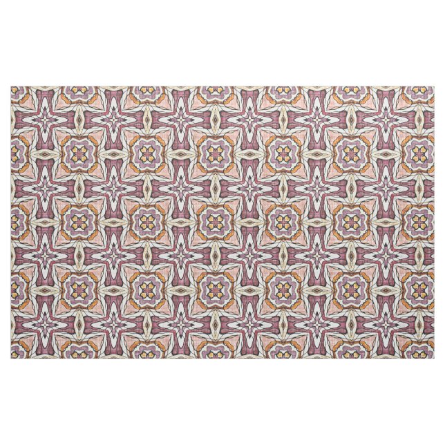 Orange Purple Retro Chic Nouveau Deco Pattern Fabric (Fat Quarter)