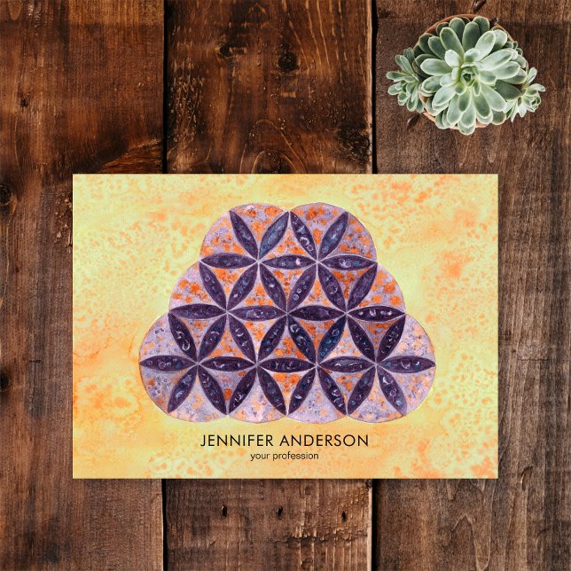 Orange Purple Seed Of Life  Business Card (Front)