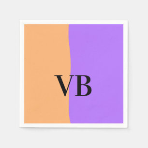 Orange purple solid add name letter monogram text napkin