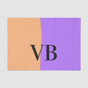 Orange purple solid add name letter monogram text tissue paper