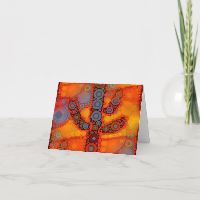 Orange Purple Southwestern Saguaro Cactus Mosaic Card (Front)